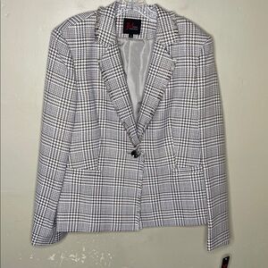 JM STUDIO Taupe & Metallic Tweed Blazer Single Breasted Academia Career NWT 14